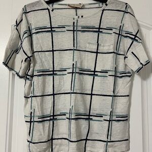 Tory Burch White Blue Navy Stripe Top